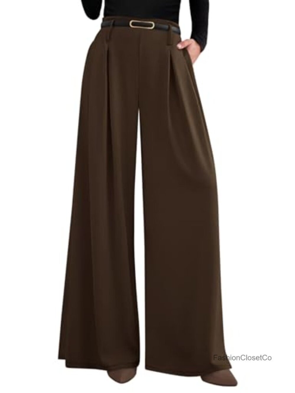 Wide Leg Dress Pants High Waisted Pleated Trousers Flowy Palazzo Pants